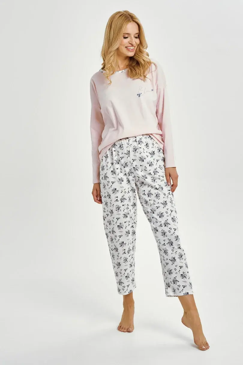 3450 DÁMSKE DLHÉ PYŽAMO ELLA S-XL Růžová L