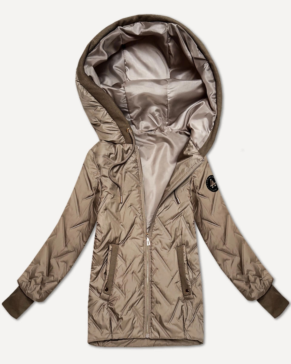 Béžová dámska bunda s pletenými vložkami S'West (B8561-12) odstíny béžové M (38)