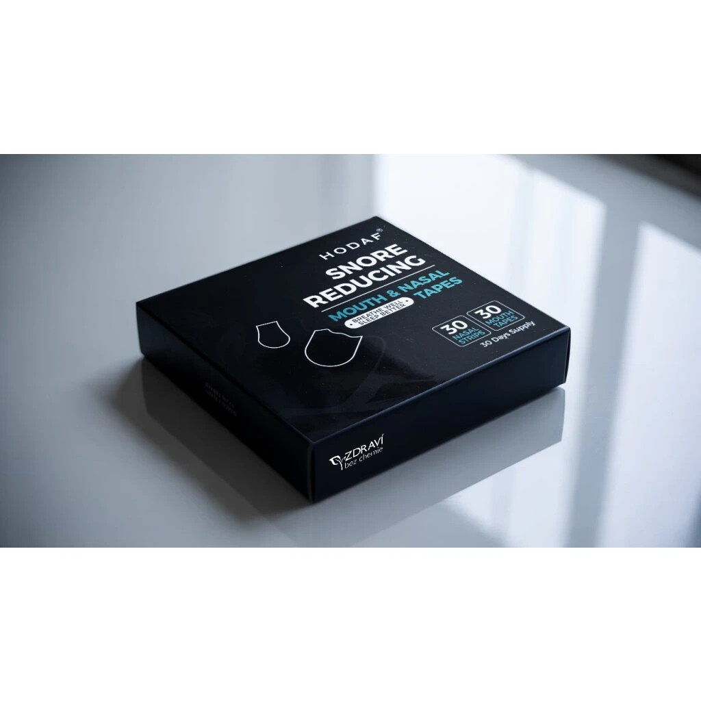 Lepiace pásky na ústa a nos proti chrápaniu Hodaf 30 ks - čierne