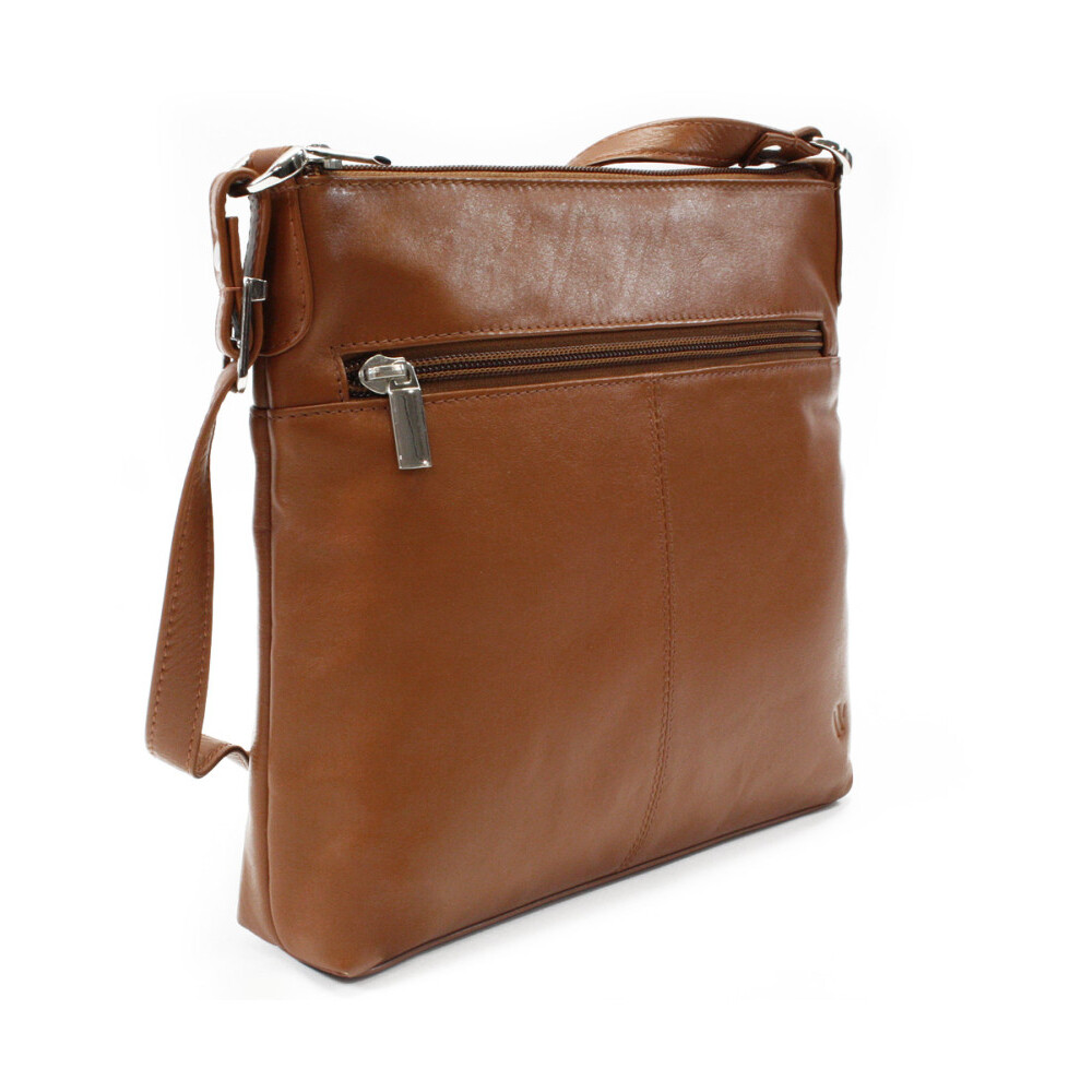 Kožená zipsová kabelka Arwel 3014 - hnedá