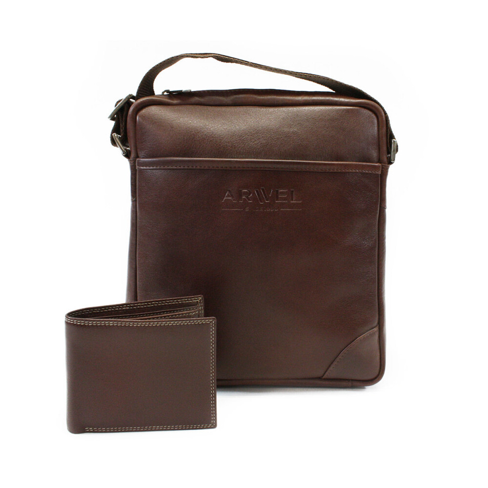 Sada pánskeho crossbagu a peňaženky Arwel 1713 - hnedá