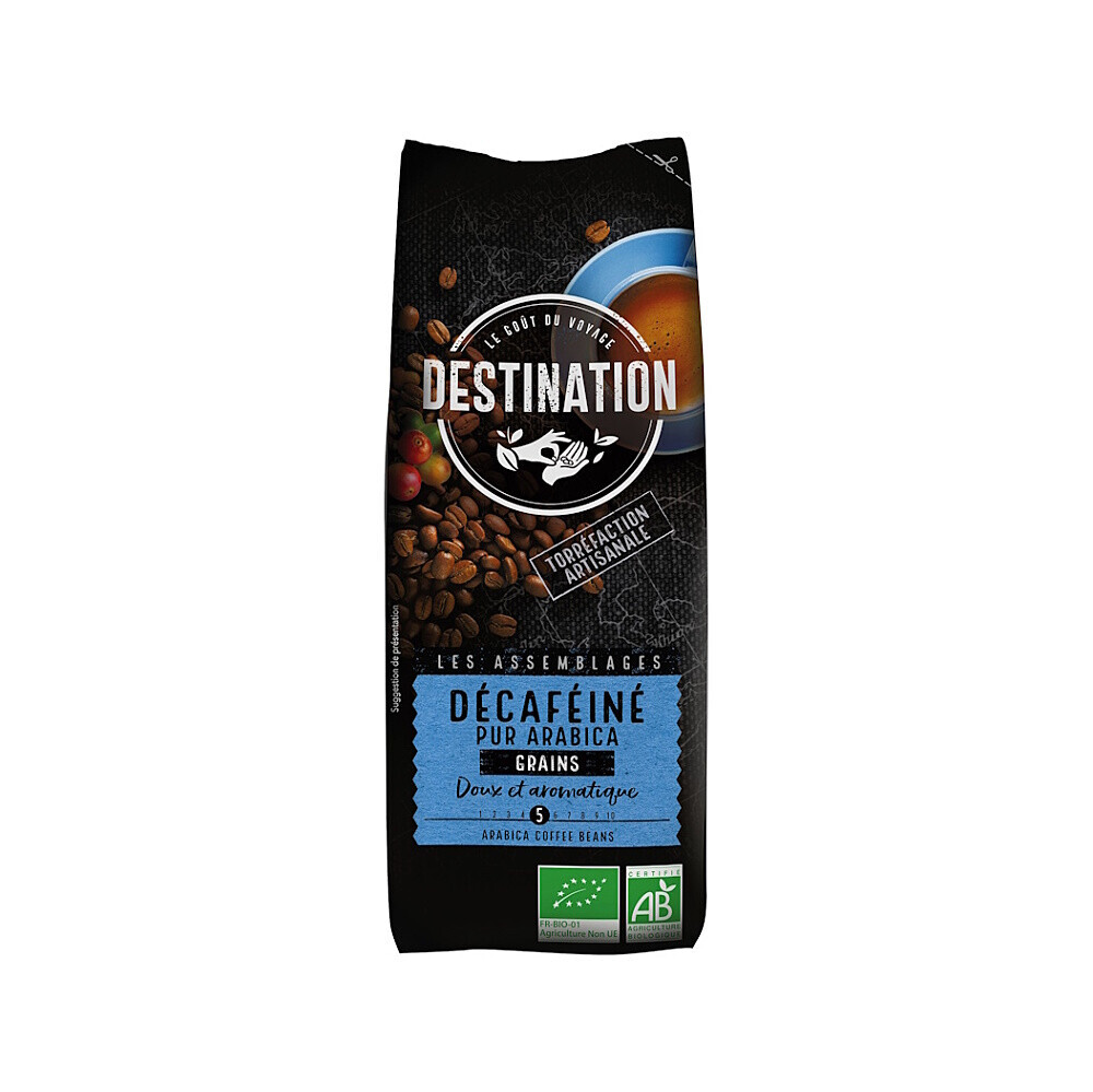 DESTINATION Káva zrnková bez kofeínu 100% arabika BIO 250g