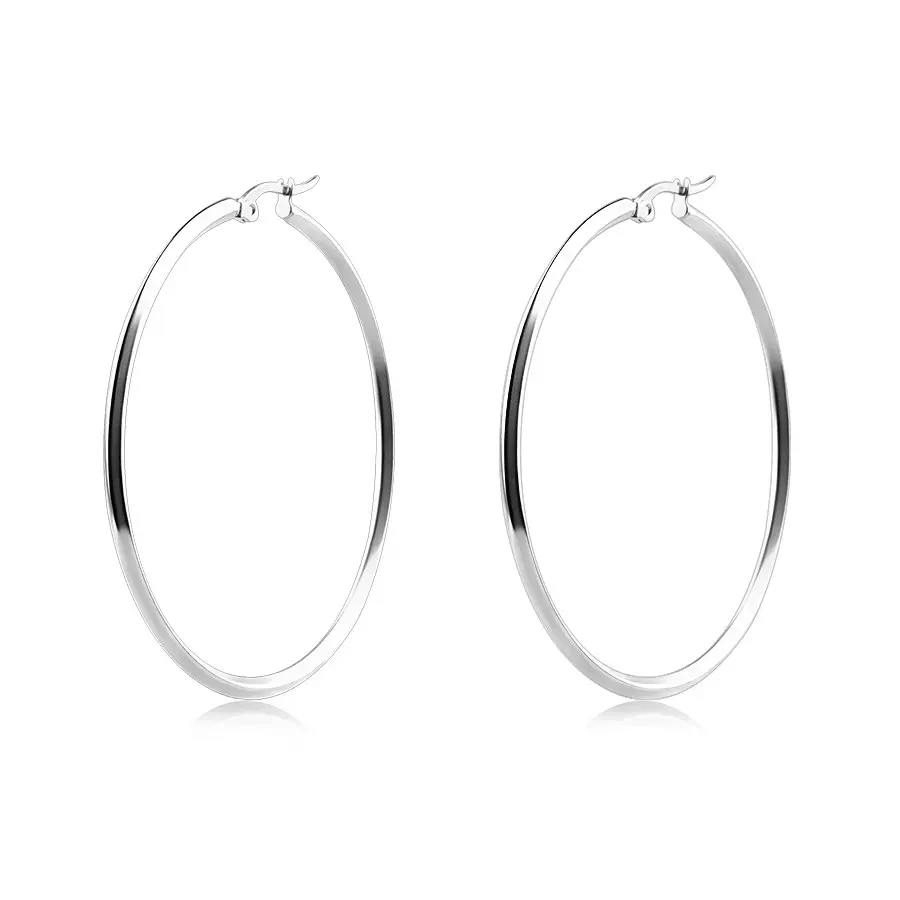 Náušnice z ocele 316L - kruhy striebornej farby, štvorhranný obvod