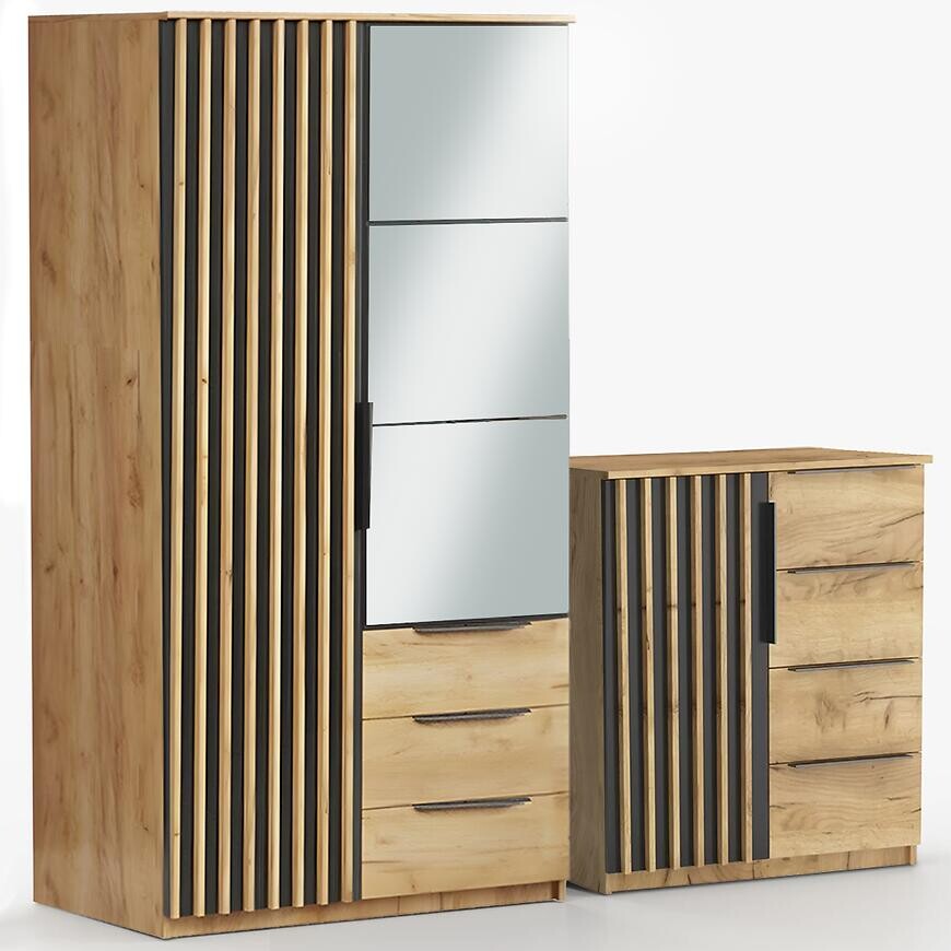 Súprava skriňa Sorento craft zlatá 100 + komoda Sorento 80