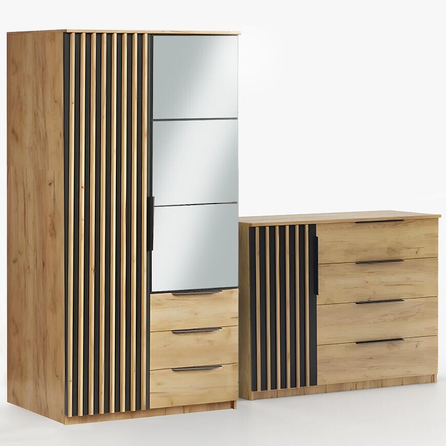 Súprava skriňa Sorento craft zlatá 100 + komoda Sorento 120