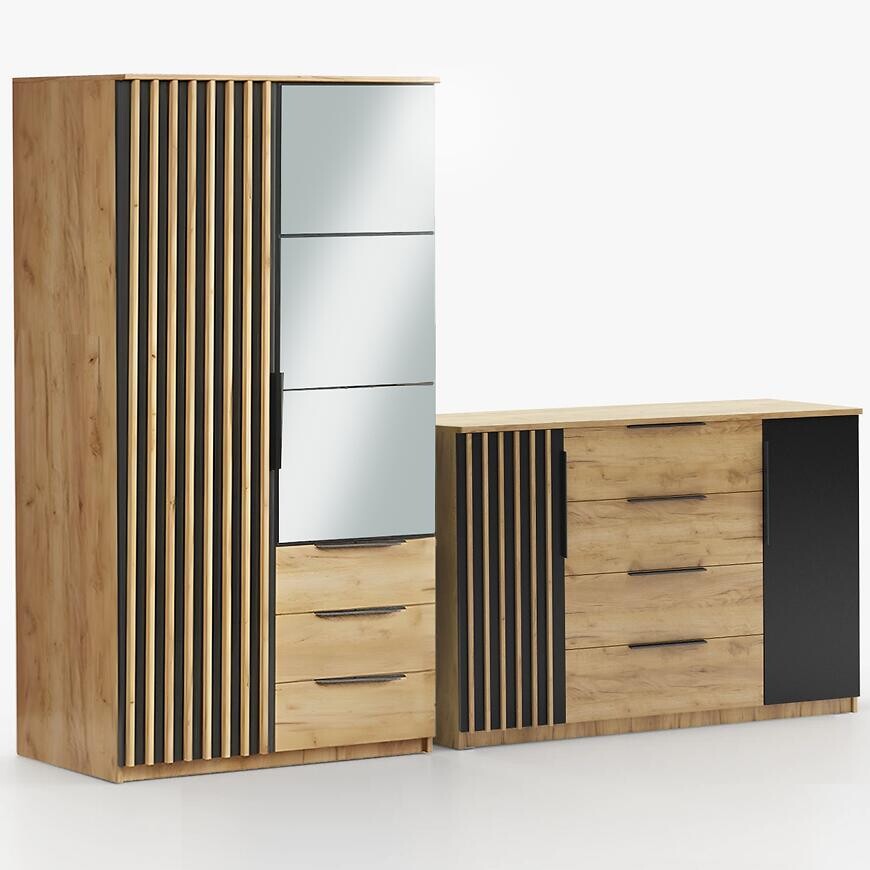 Súprava skriňa Sorento craft zlatá 100 + komoda Sorento 160