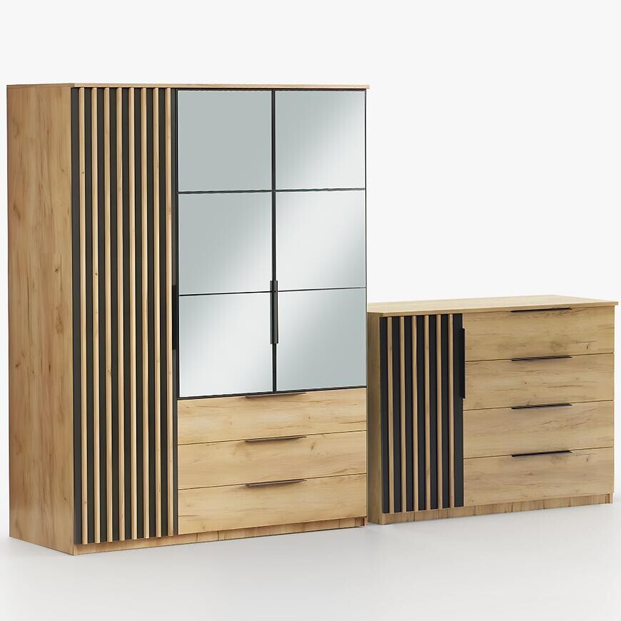 Súprava skriňa Sorento craft zlatá 150 + komoda Sorento 120