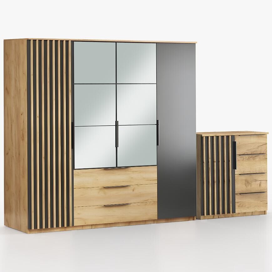 Súprava skriňa Sorento craft zlatá 200 + komoda Sorento 80