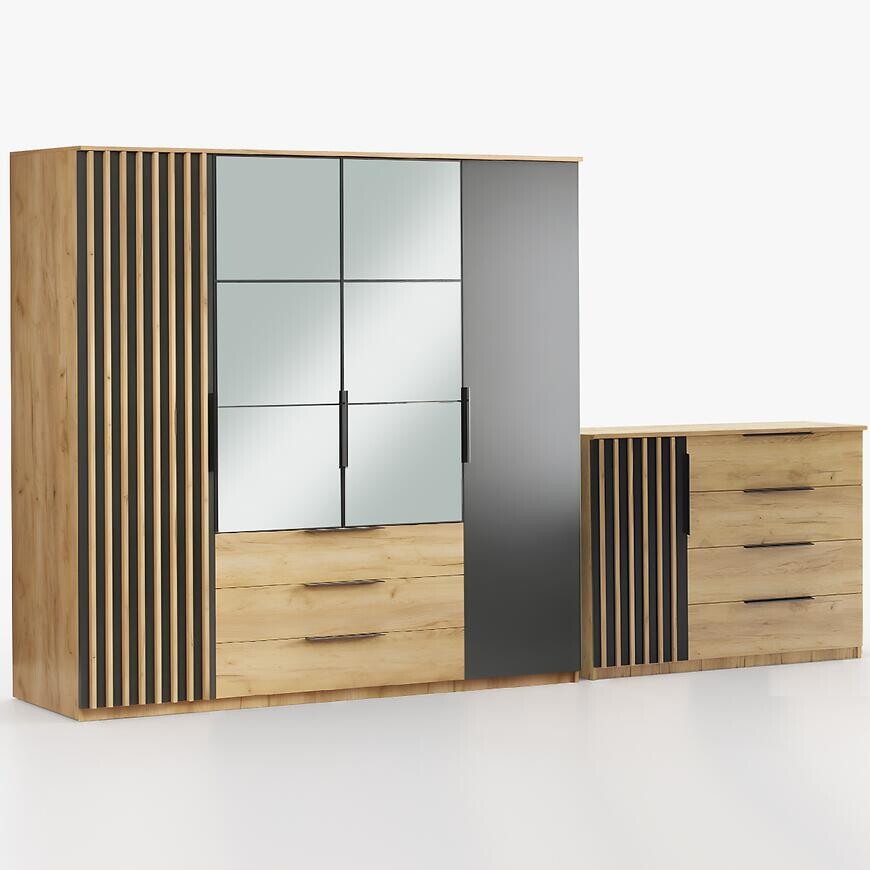 Súprava skriňa Sorento craft zlatá 200 + komoda Sorento 120