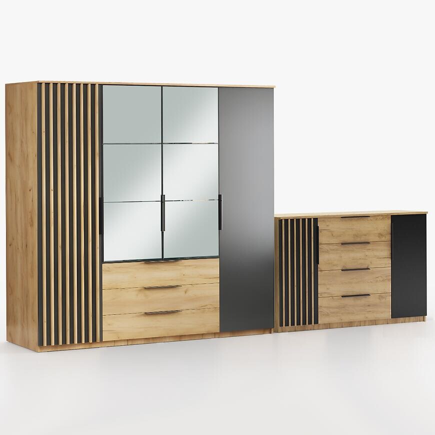 Súprava skriňa Sorento craft zlatá 200 + komoda Sorento 160