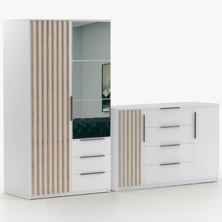 Súprava skriňa Sorento biela 100 + komoda Sorento 160