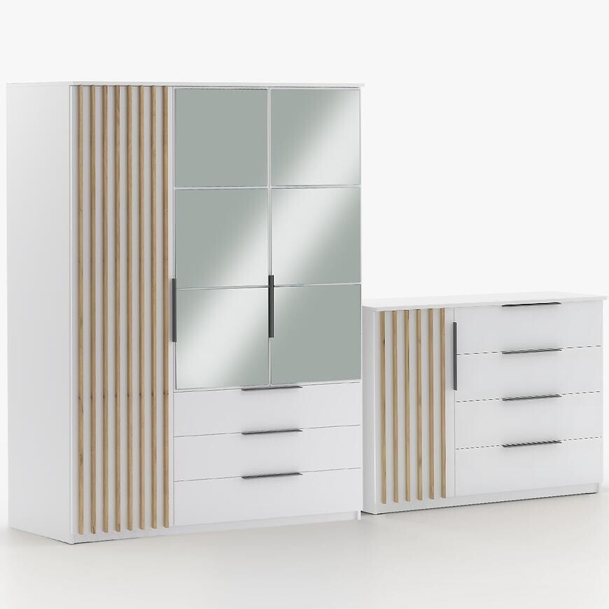 Súprava skriňa Sorento biela 150 + komoda Sorento 120