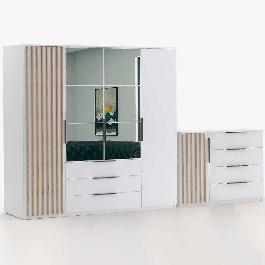 Súprava skriňa Sorento biela 200 + komoda Sorento 120