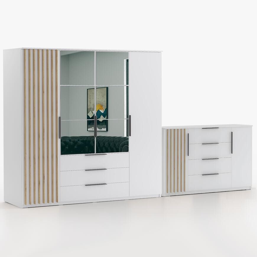 Súprava skriňa Sorento biela 200 + komoda Sorento 160