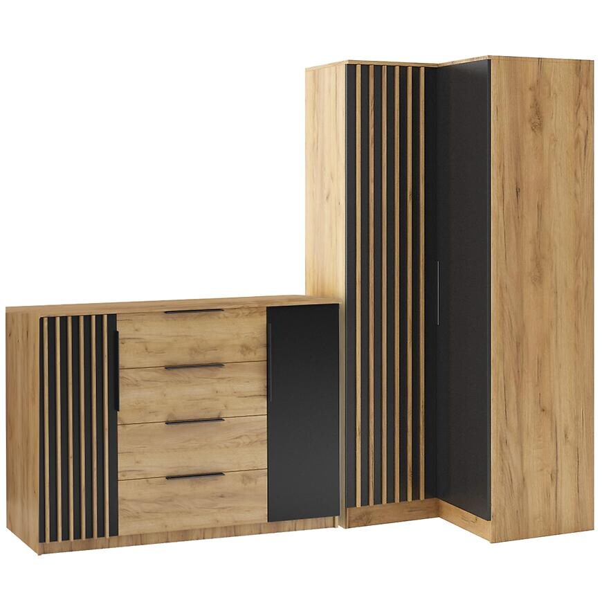 Súprava rohová skriňa Sorento craft zlatá + komoda Sorento 160