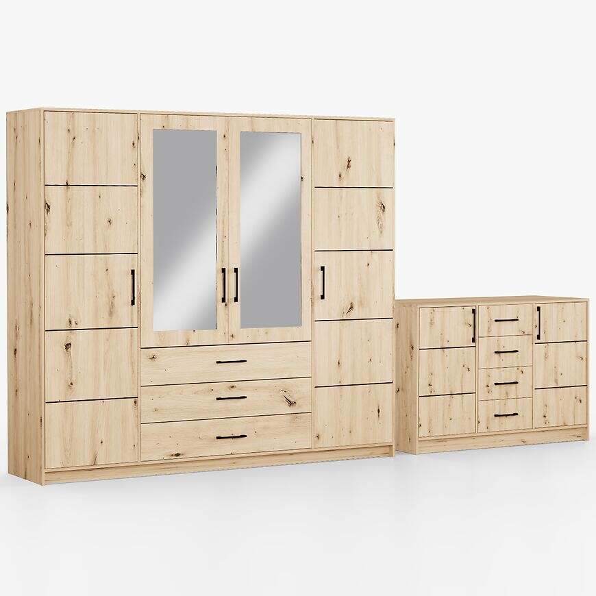 Súprava skriňa Belluno 240 artisan + komoda Belluno 150