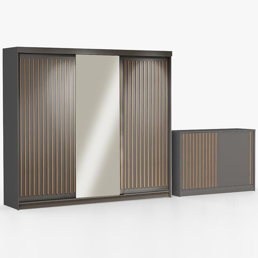 Súprava skriňa Royal 250 sivý + komoda Royal 150