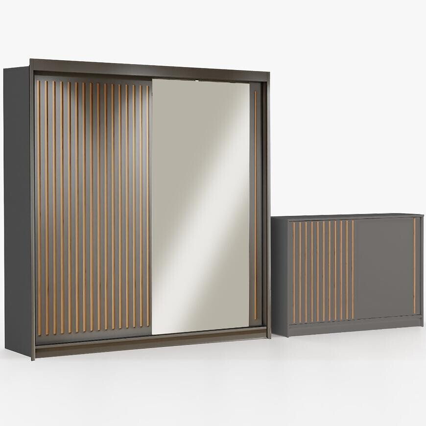 Súprava skriňa Royal 203 sivý + komoda Royal 150