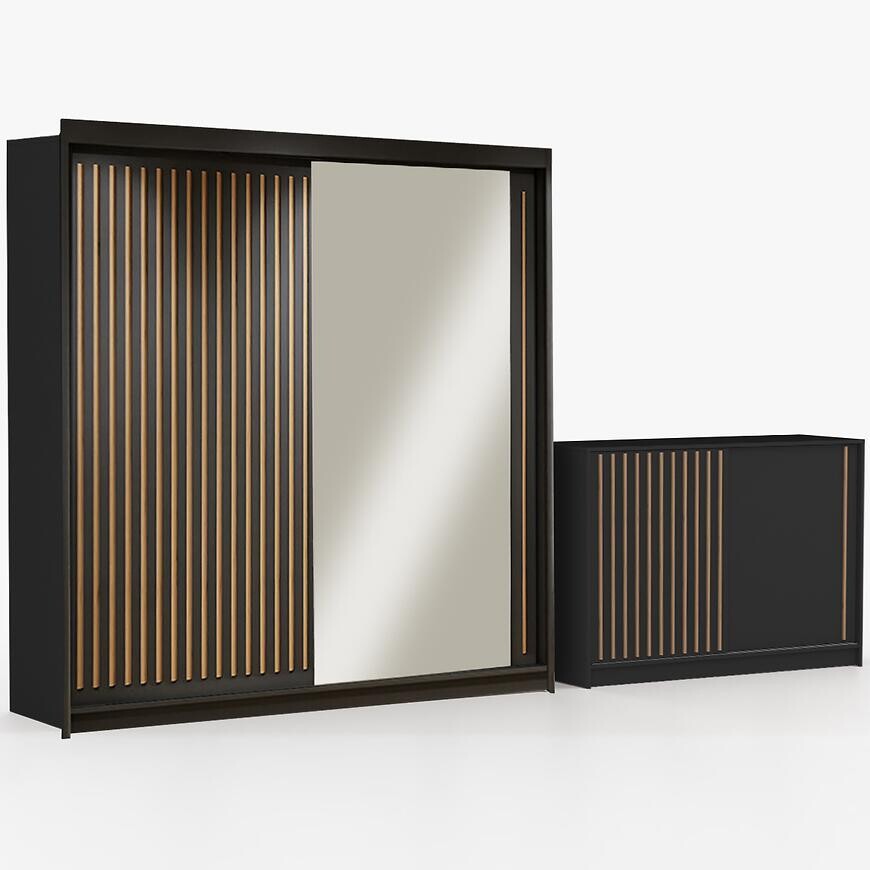 Súprava skriňa Royal 203 čierna + komoda Royal 150