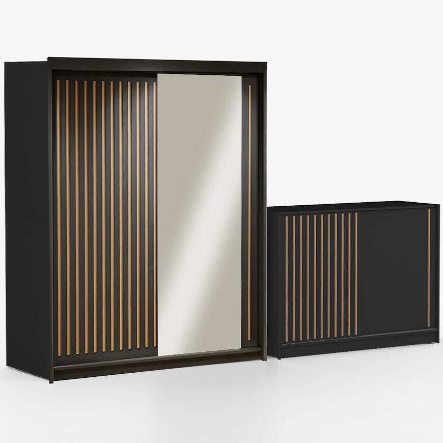 Súprava skriňa Royal 150 čierna + komoda Royal 150