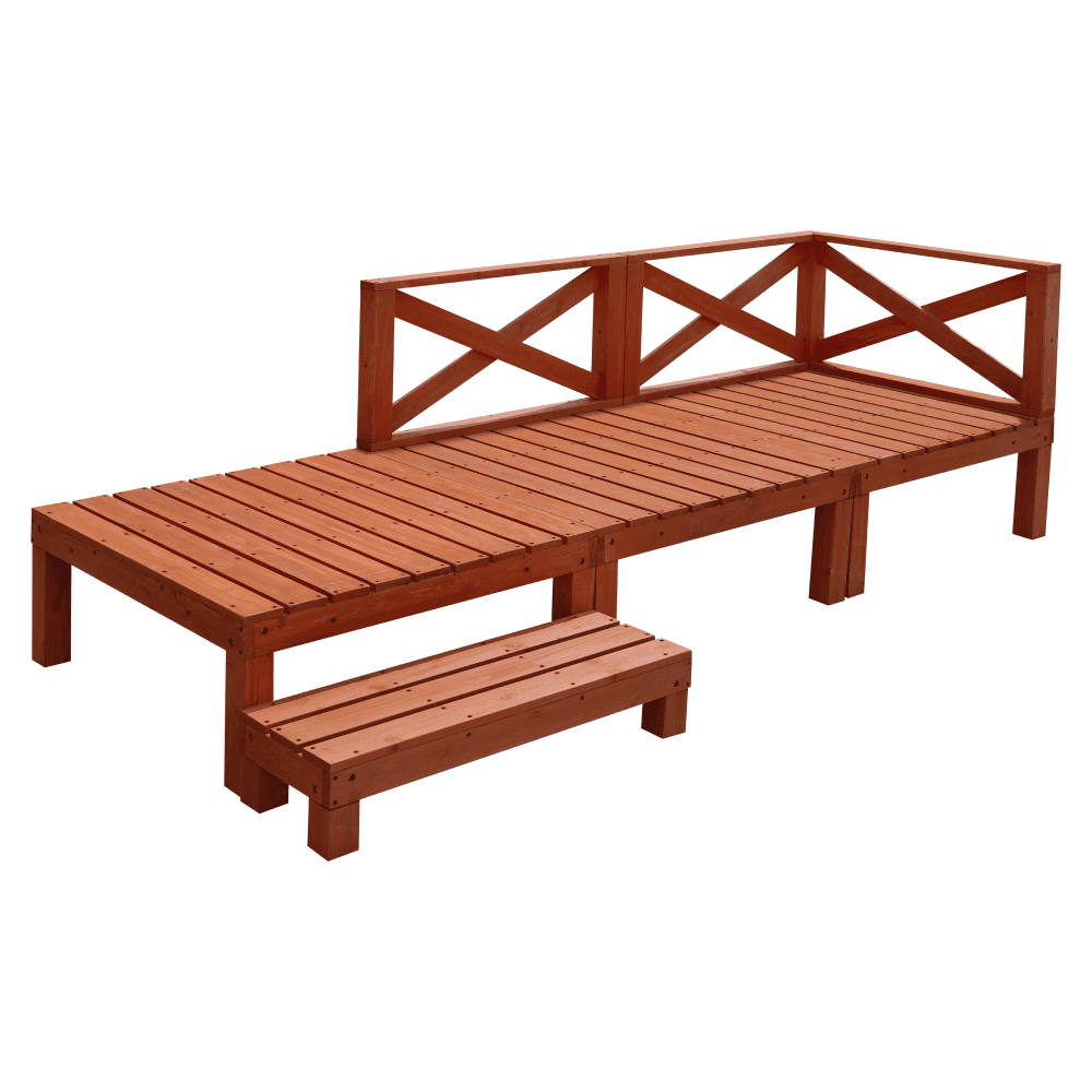 Drevená terasa, 270x90x81 cm, hnedá, DEMIS