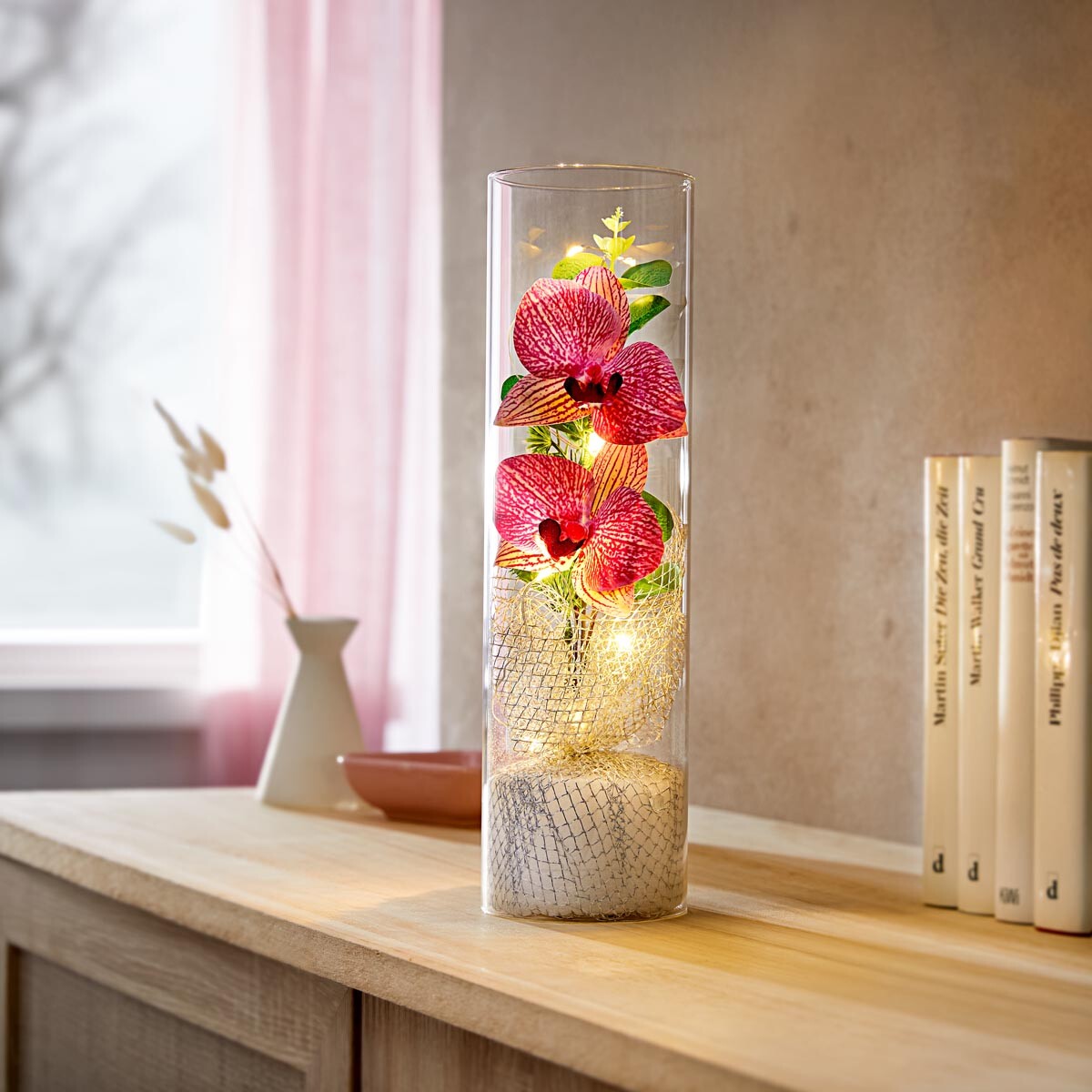 LED dekorácia Orchidea v skle