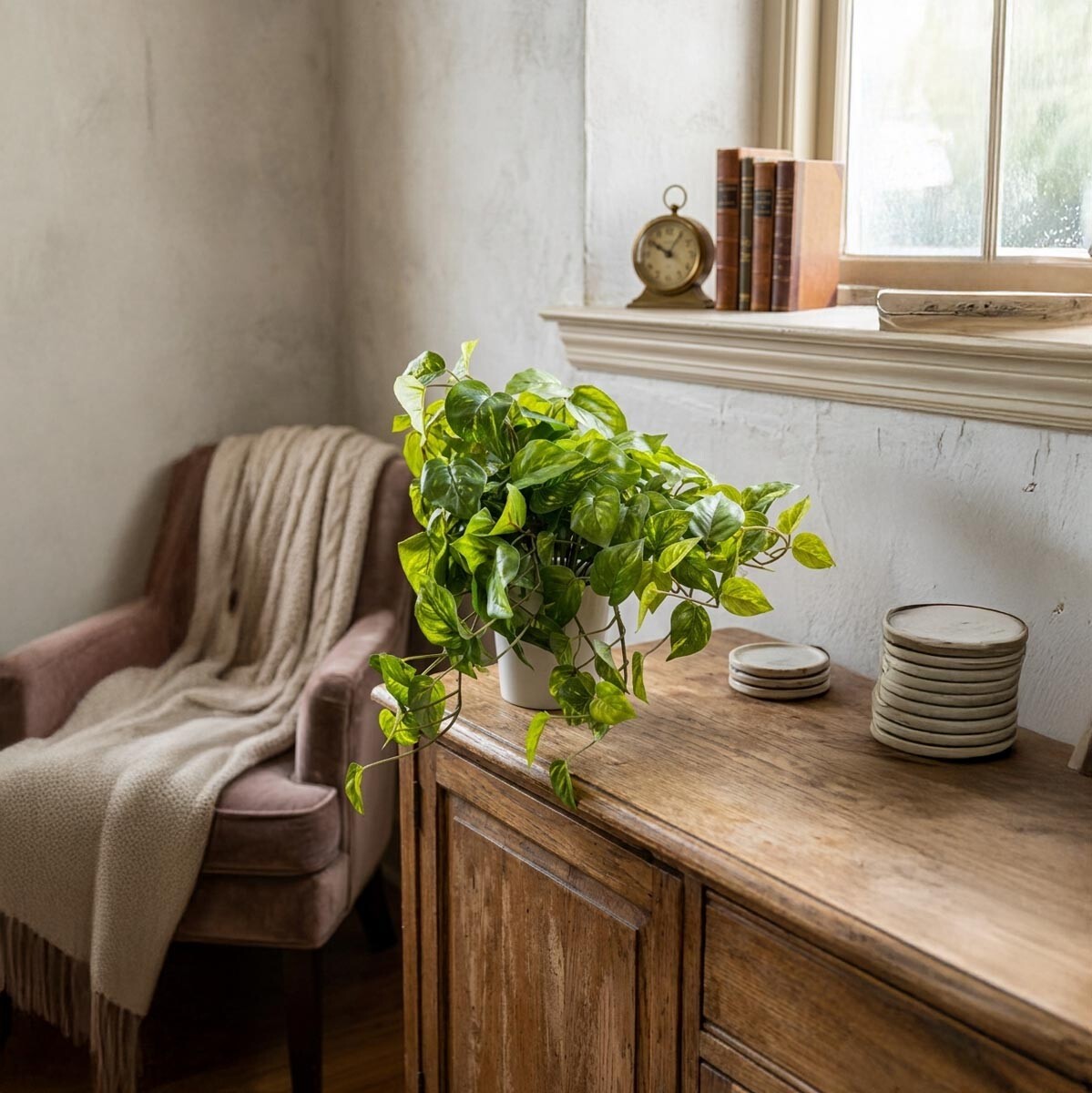 Umelý Potos v keramickej nádobe