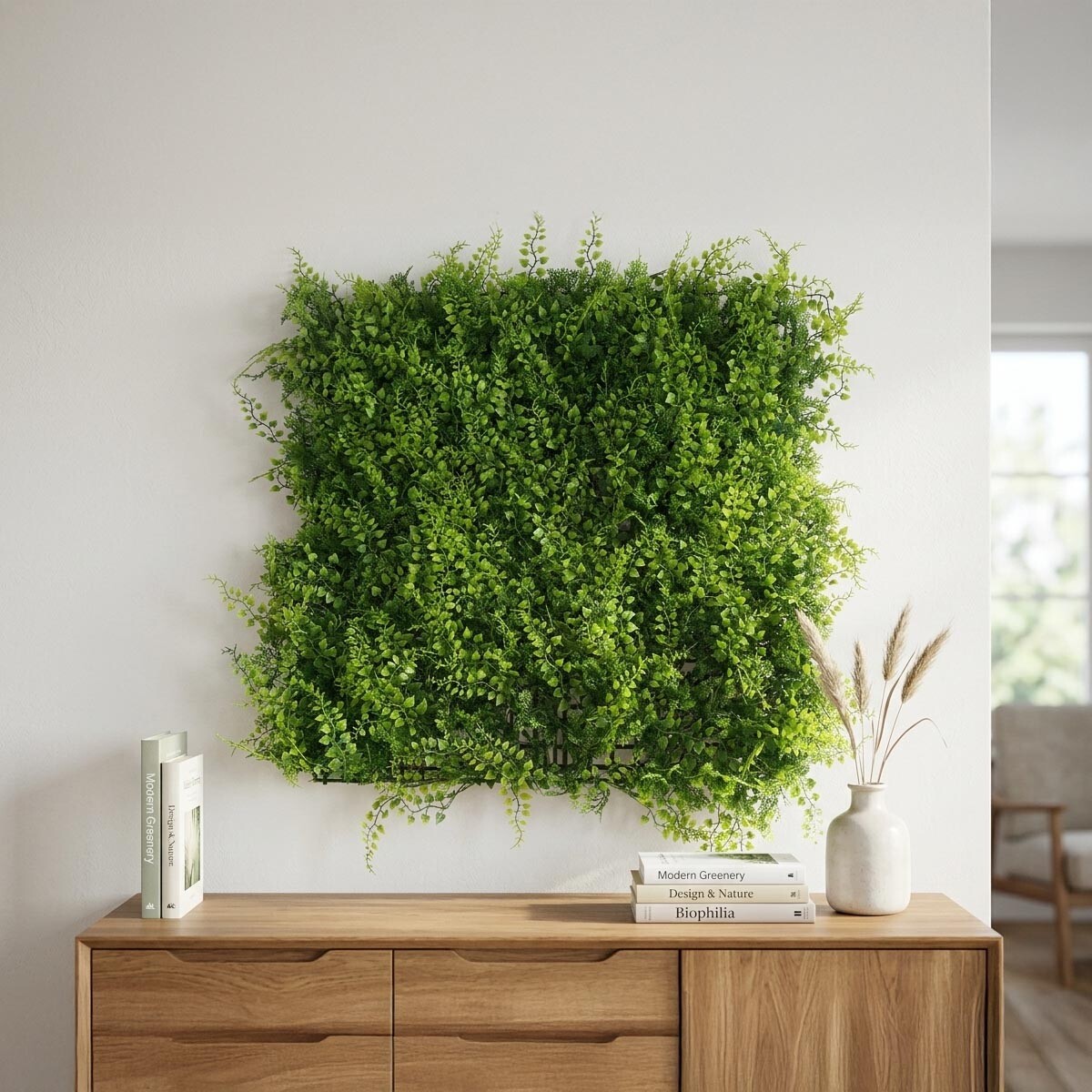 Umelá zelená stena špargle 50 × 50 cm