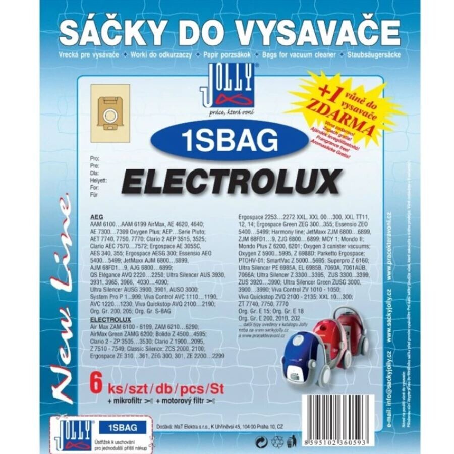 Jolly papierové vrecká do vysávača 1S BAG Electrolux 6 ks