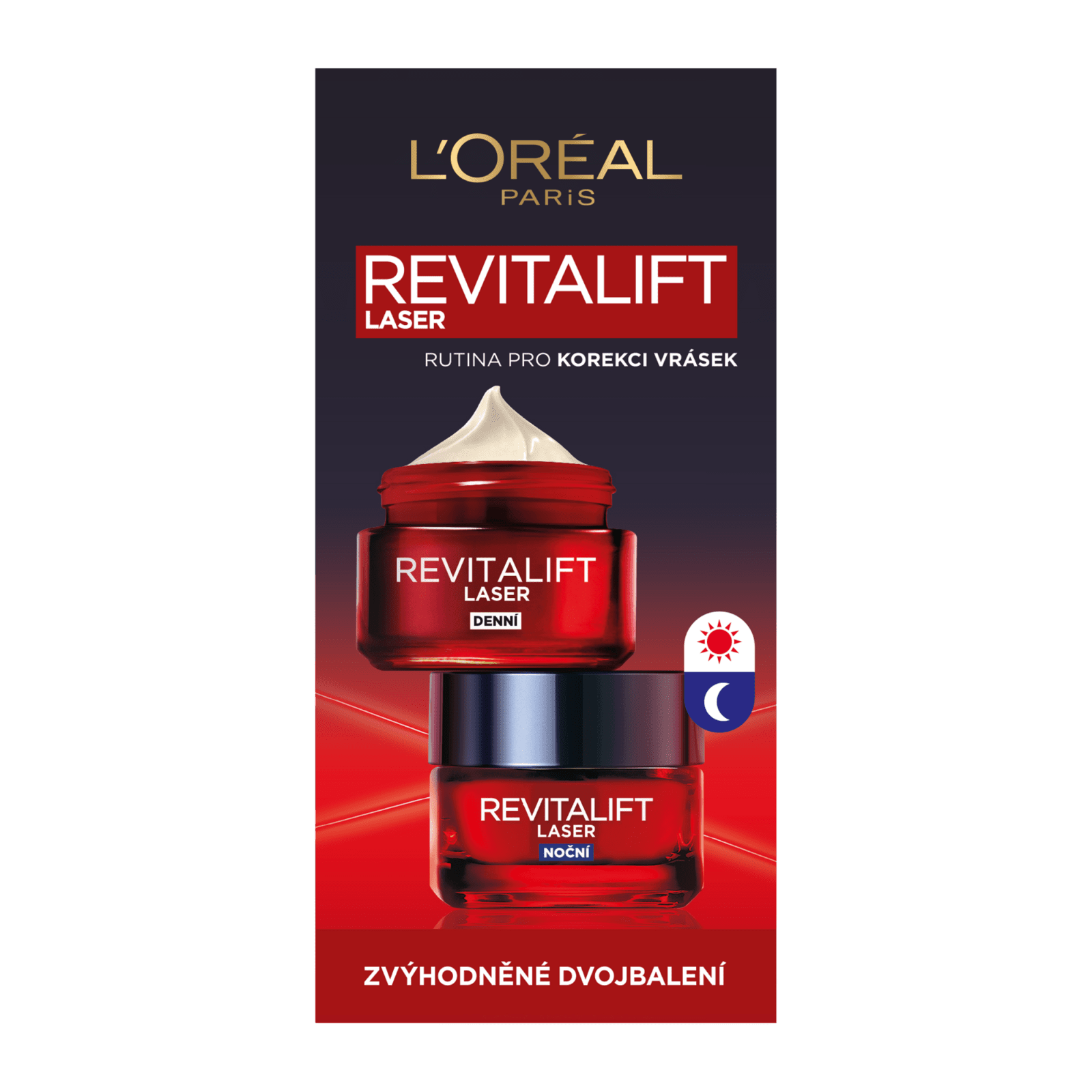 L'ORÉAL PARIS Revitalift Laser, dvojbalenie denného a nočného krému 2 x 50 ml