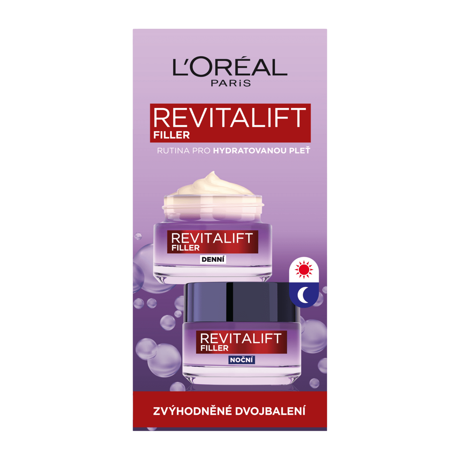 L'ORÉAL PARIS Revitalift Filler dvojbalenie denný a nočný krém 2 x 50 ml