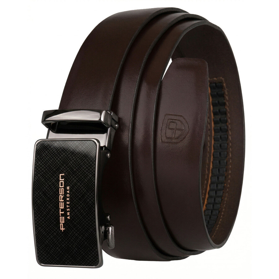 Pánsky kožený opasok tmavohnedý s automatickou prackou - Peterson