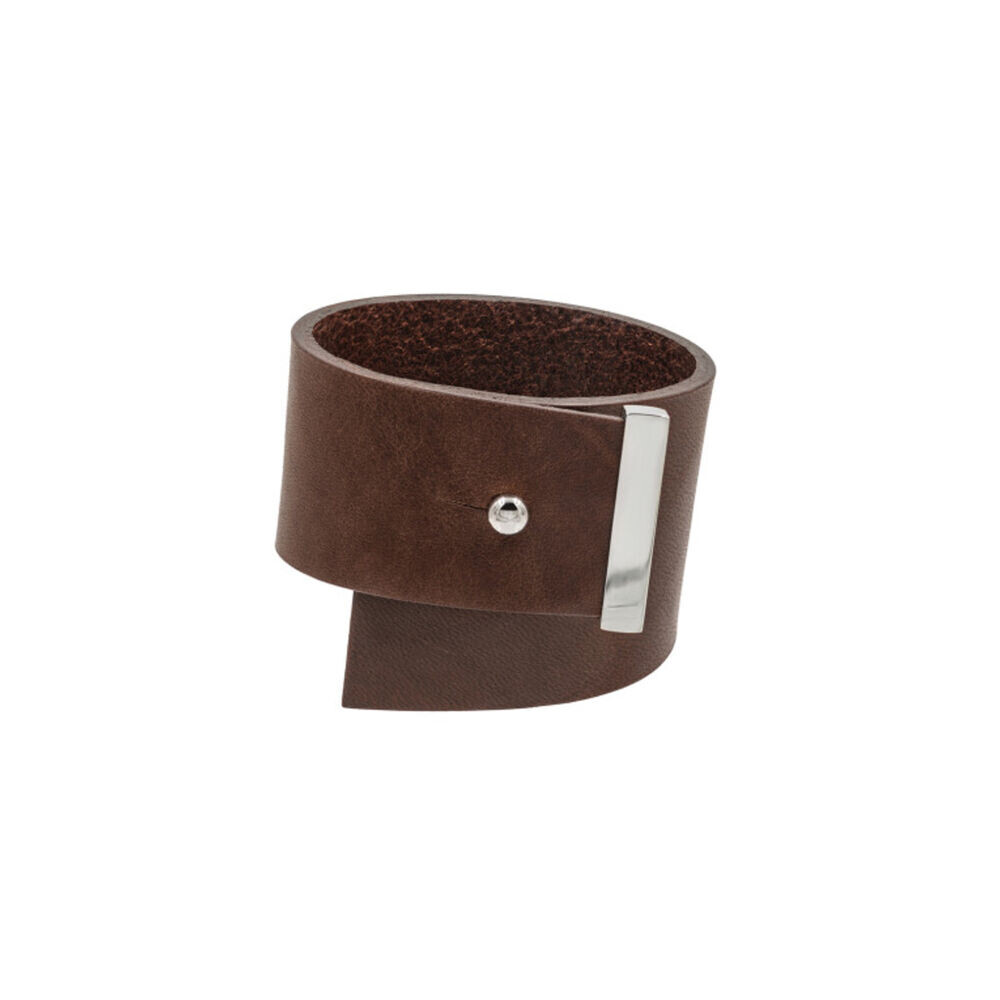 Dámsky hnedý kožený náramok s ozdobným zakončením 19694