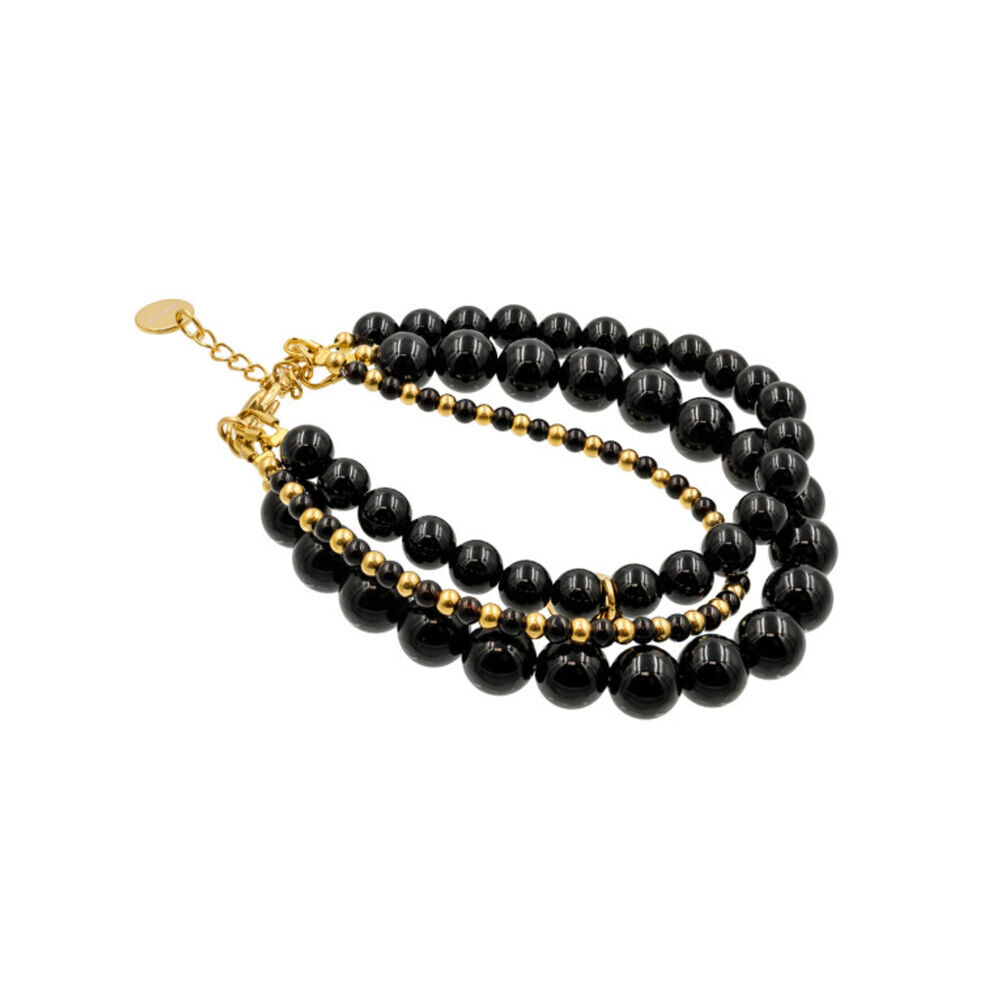 Originálny pozlátený náramok z prírodného ónyxu 19700