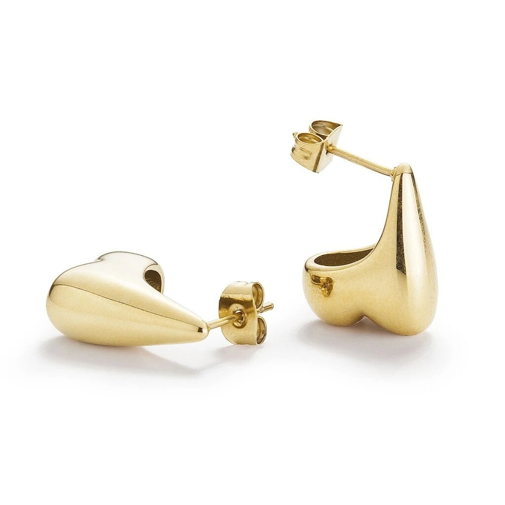 Evolution Group Elegantné visiace náušnice z pozlátenej ocele HEART