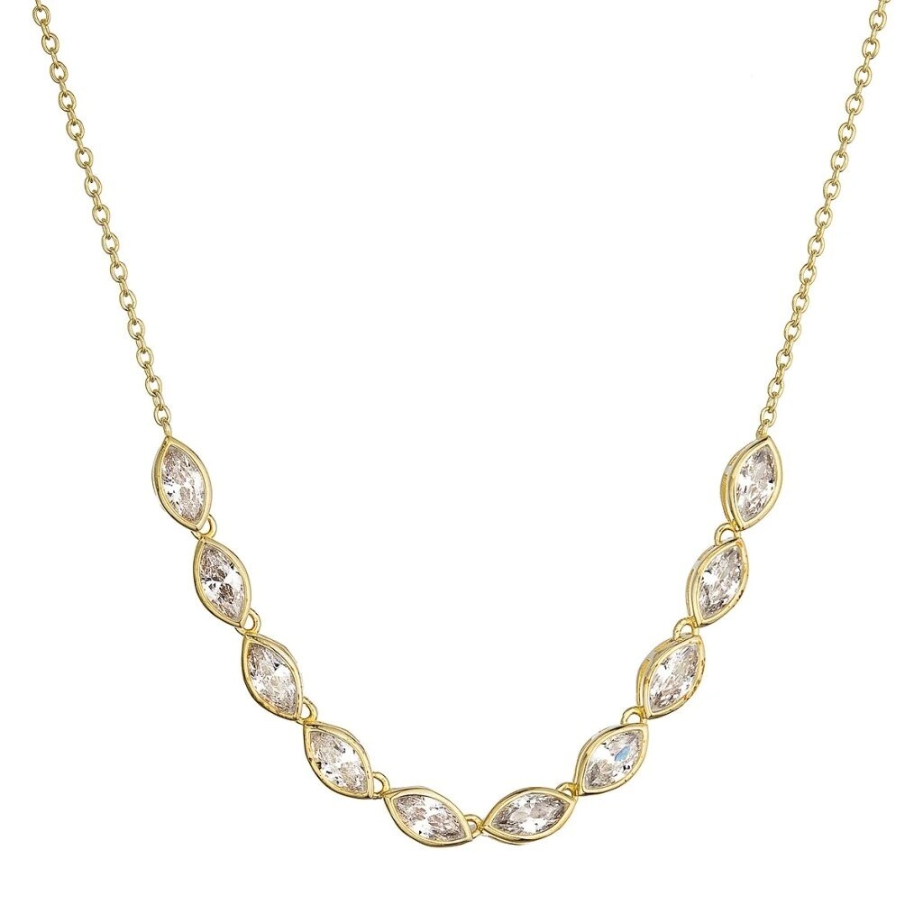 Evolution Group Trblietavý pozlátený náhrdelník so zirkónmi 12179.1