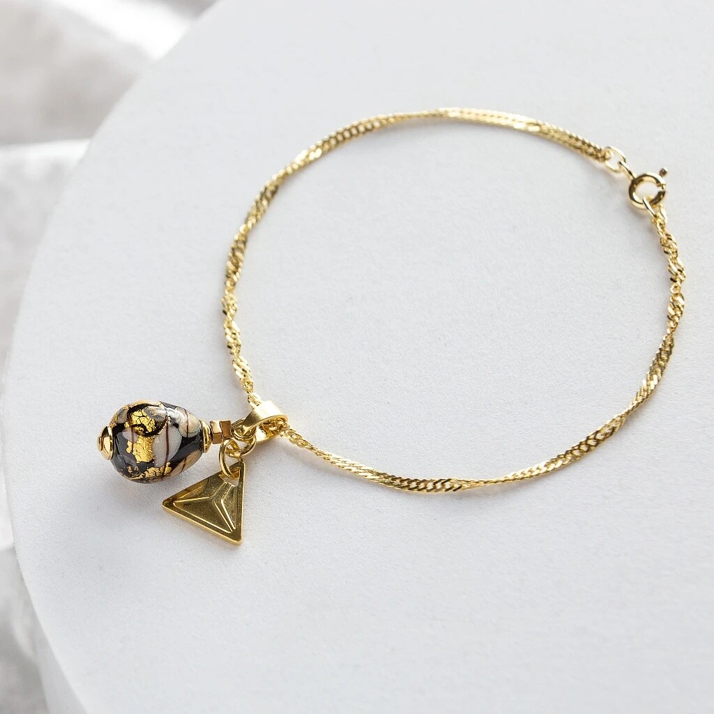 Lampglas Náramok Ivory Nude s 24-karátovým zlatom BNM13/AG/POZ 19 cm