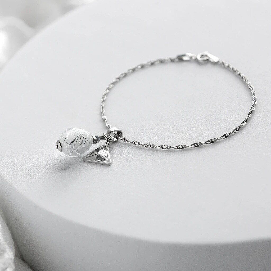 Lampglas Náramok Snow Nude s rýdzim striebrom BNM6/AG/RHO 19 cm