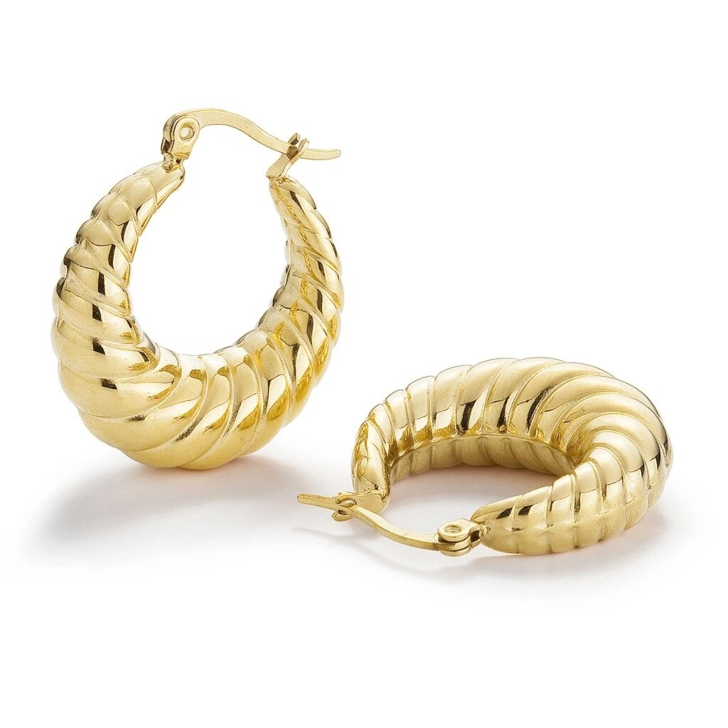 Evolution Group Moderné kruhové náušnice z pozlátenej ocele ELARAE