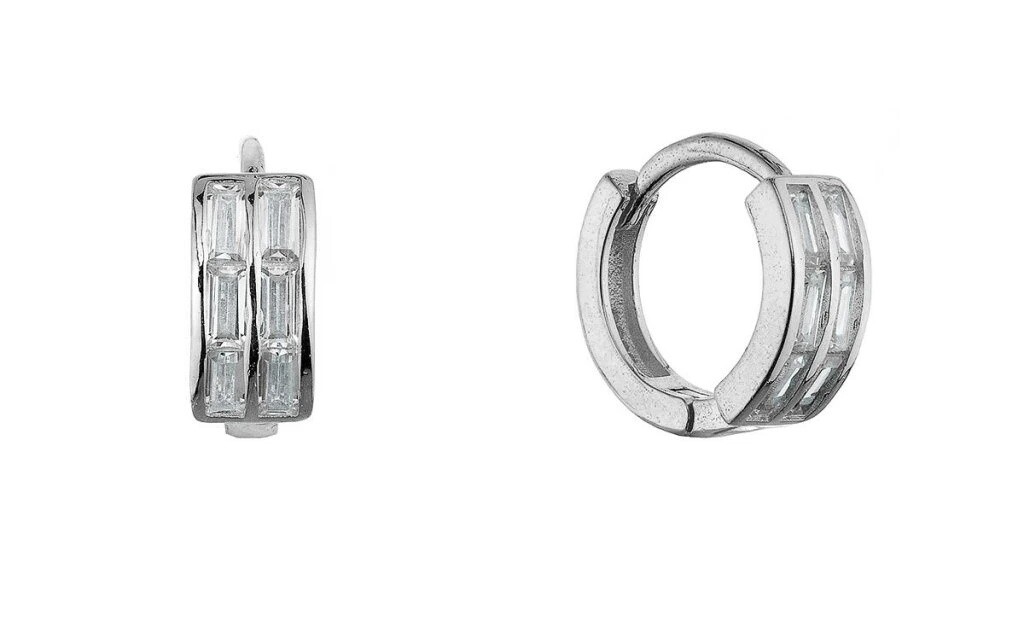 Evolution Group Elegantné strieborné kruhy so zirkónmi 11768.1