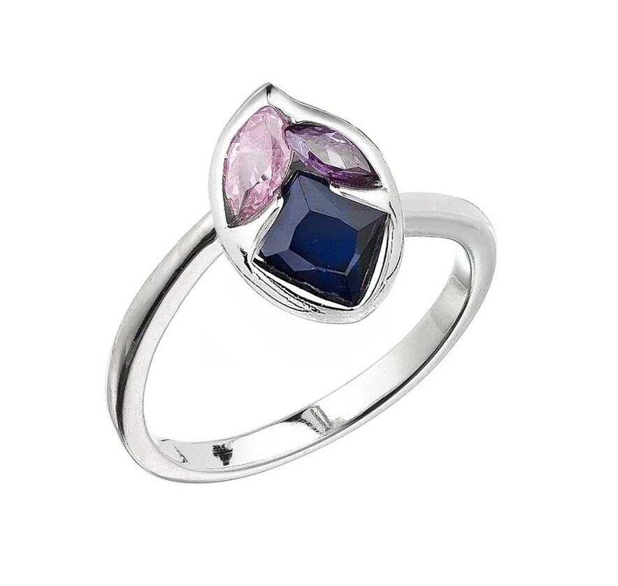 Evolution Group Krásny strieborný prsteň s farebnými zirkónmi 15040.3 56 mm