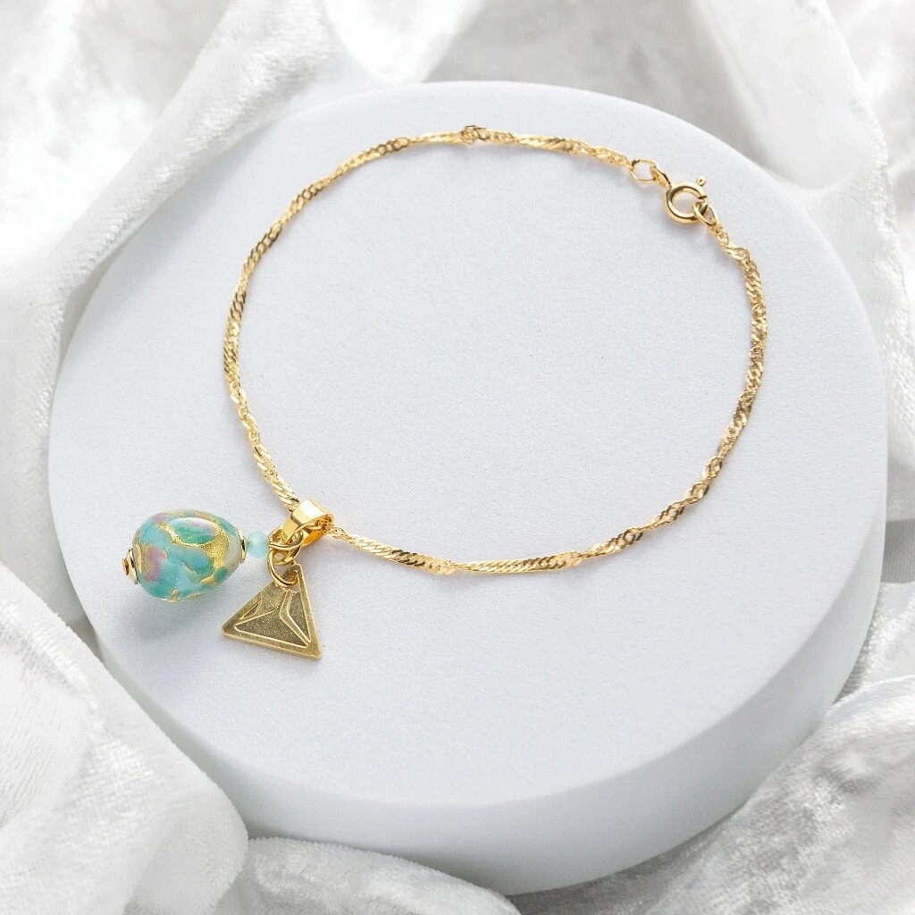 Lampglas Náramok Mist Nude s 24-karátovým zlatom BNM9/AG/POZ 18 cm