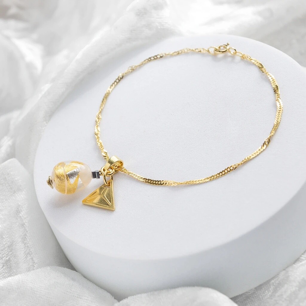 Lampglas Náramok Champagne Nude s 24karátovým zlatom a rýdzim striebrom BNM11/AG/POZ 17 cm