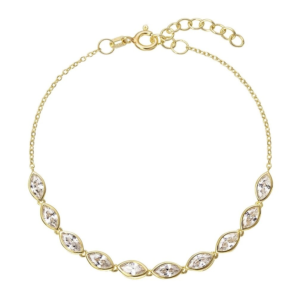 Evolution Group Trblietavý pozlátený náramok so zirkónmi 13107.1