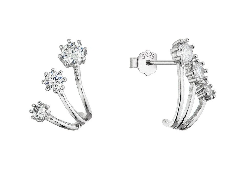 Evolution Group Strieborné náušnice Vejáriky s čírymi zirkónmi 11764.1
