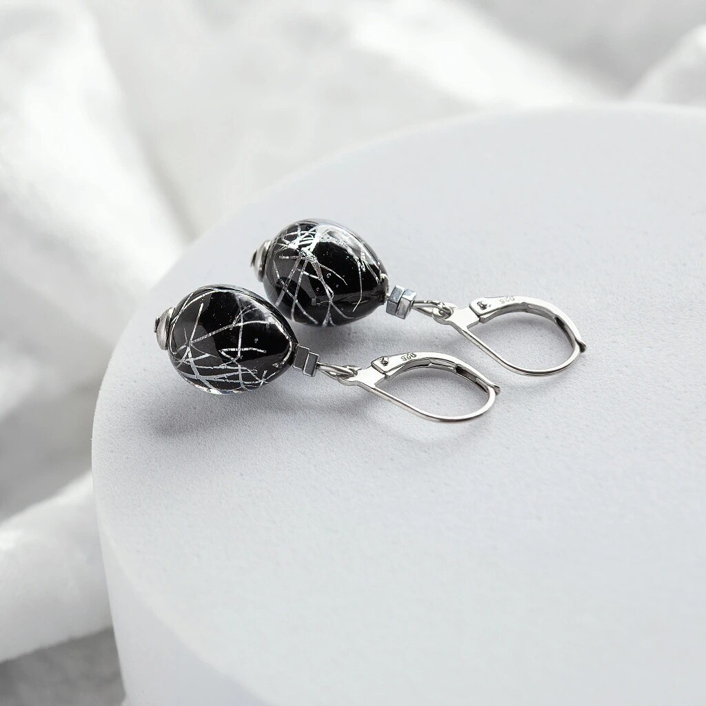 Lampglas Visiace náušnice Night Nude s rýdzim striebrom ENM7/AG/RHO