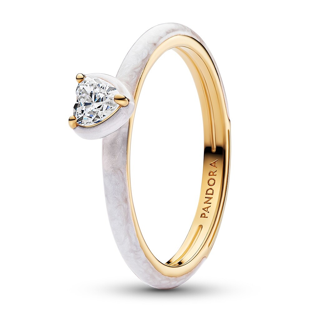 Pandora Prekrásny biely prsteň s kubickým zirkónom ME Shine 163088C01 60 mm