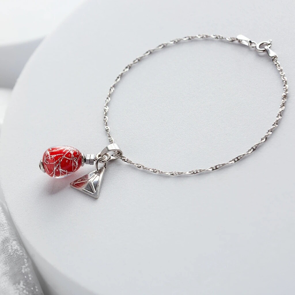 Lampglas Náramok Rouge Nude s rýdzim striebrom BNM8/AG/RHO 17 cm