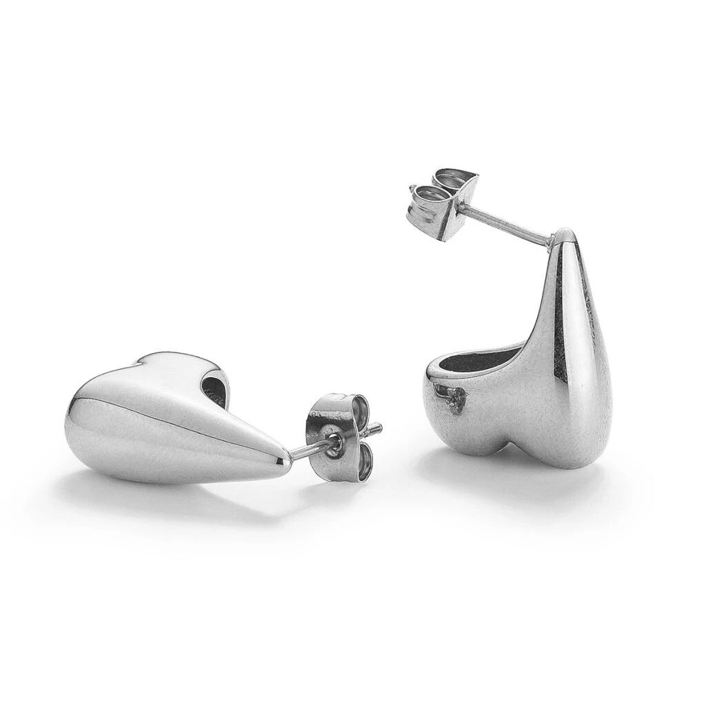 Evolution Group Elegantné visiace náušnice z ocele HEART