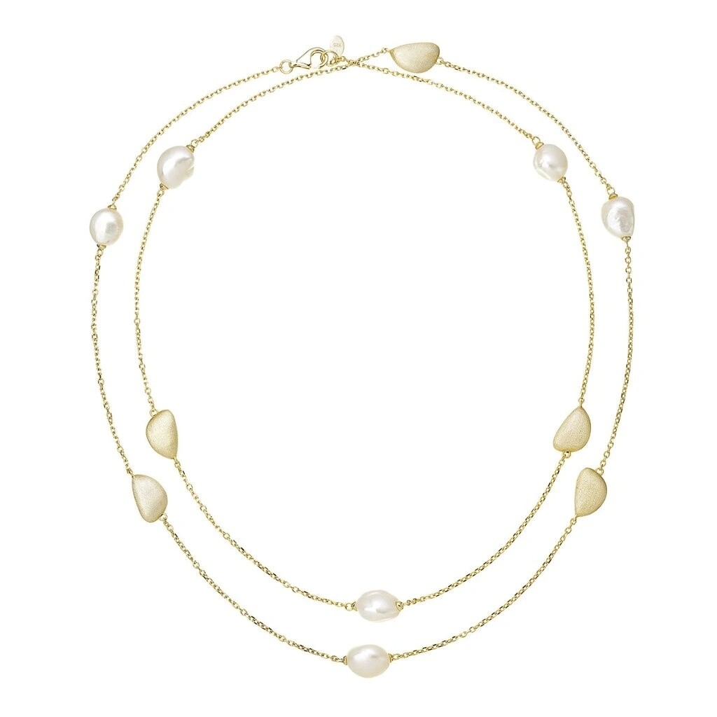 Evolution Group Dlhý pozlátený náhrdelník s pravými riečnymi perlami 22060.1